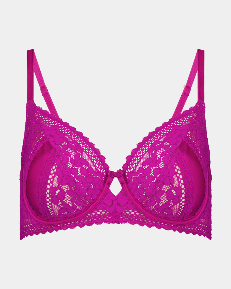 Naida Underwire Bra in FANTASY FUCHSIA. Flat lay front view