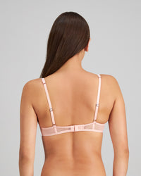 Model wears Adoration Underwire Bra in SILVER PINK. On body back view