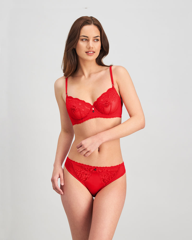 Delightfully So Underwire Bra in SALSA. Flat lay back view