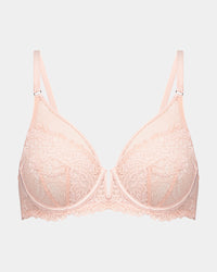Adoration Underwire Bra in SILVER PINK. Flat lay front view