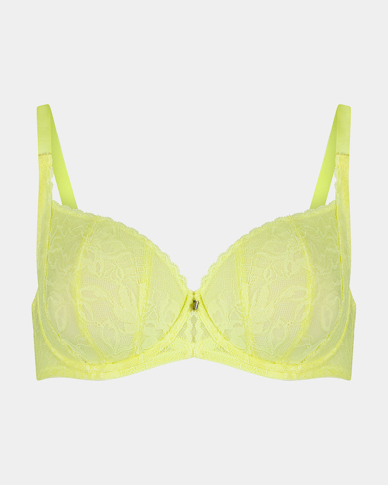 Elevate Underwire Bra in LEMON MERINGUE. Flat lay front view