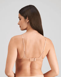 Model wears Stripe Elastic & Papertouch Push Up Bra in TUSCANY. On body back view