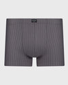 Cotton Stretch Mens Trunk in ASH PINSTRIPE. Flat lay front view