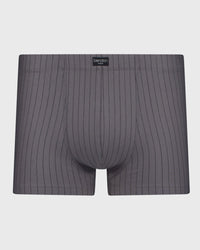 Cotton Stretch Mens Trunk in ASH PINSTRIPE. Flat lay front view