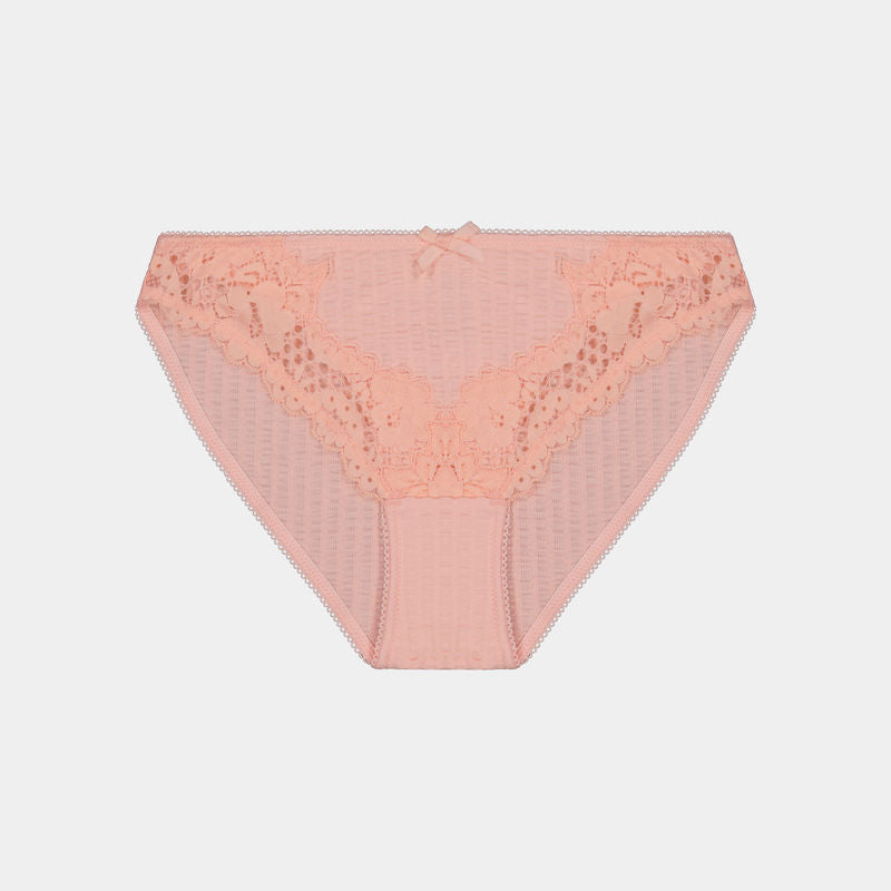 Oceane Bikini in IMPATIENS PINK. Flat lay front view