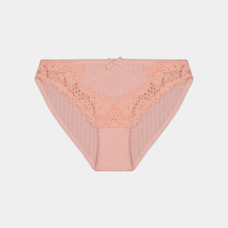 Oceane Bikini in IMPATIENS PINK. Flat lay front view