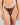 Model wears Scarlet Lover Thong in BLACK. On body front view