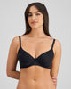 Model wears Flawless Form Contour Bra in BLACK. On body front view