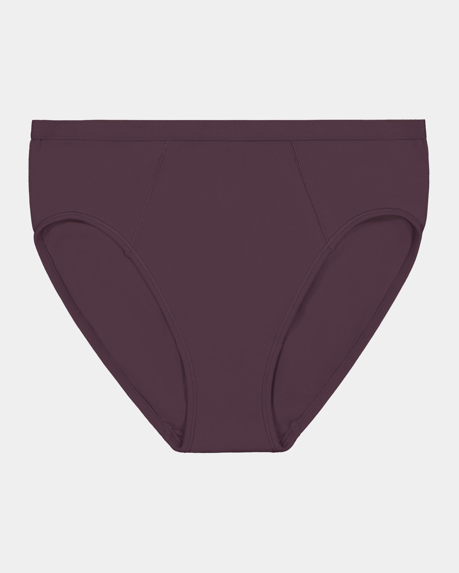 Body Cotton High Cut Brief in PLUM PERFECT. Flat lay front view