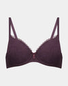 Hazel Contour Bra in PLUM PERFECT. Flat lay front view