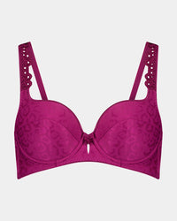 Damask Contour Bra in BEAUJOLAIS. Flat lay front view