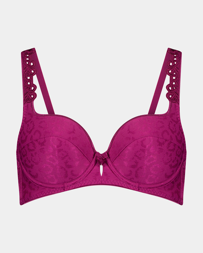 Damask Contour Bra in BEAUJOLAIS. Flat lay front view