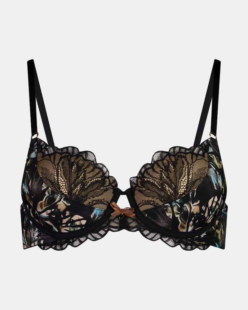 Lost Paradise Contour Bra in BLACK PRINT. Flat lay front view