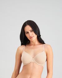 Model wears Comfit Collection Contour Bra in LATTE. On body front view