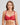 Model wears Lace Me Up Contour Bra in JESTER RED. On body front view