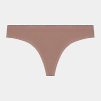 Seamless Thong in MOCHA. Flat lay front view