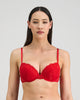 Model wears Florence Push Up Bra in SALSA. On body front view