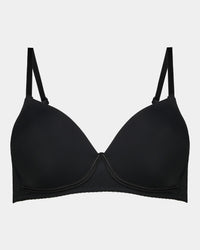Body Basics Wire Free Bra in BLACK. Flat lay front view