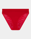 Lightweight High Cut Brief in SALSA. Flat lay front view