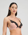 Model wears Aziza Contour Bra in SILVER PINK/BLACK. On body side view