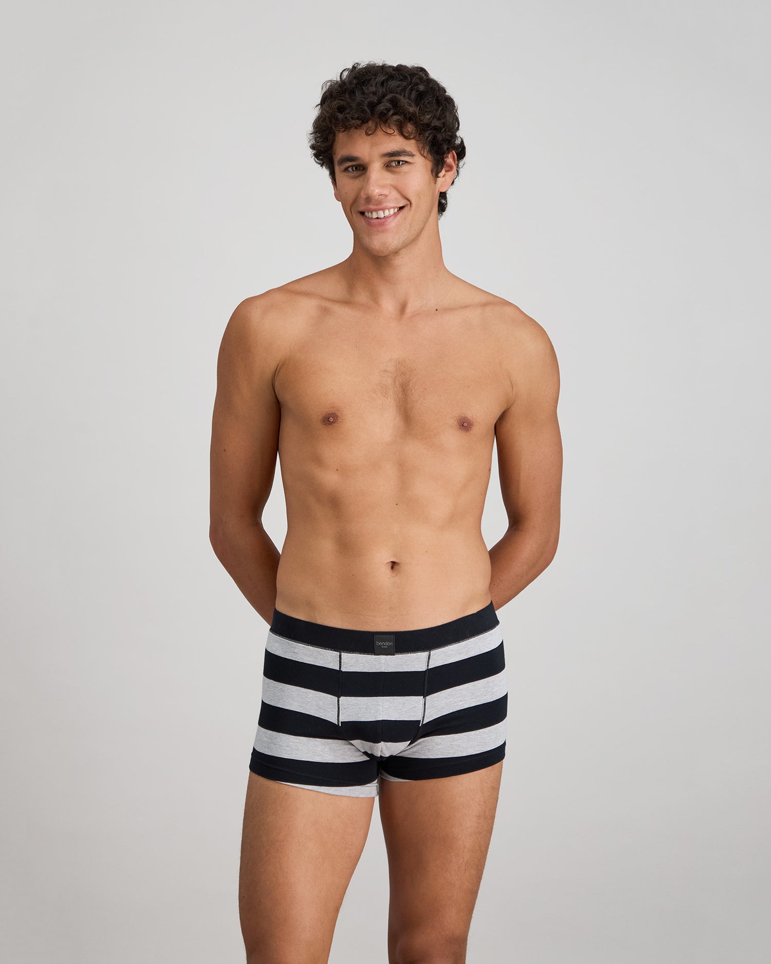 Rugby Stripe Mens Trunk in BLACK RUGBY STRIPE. Feature shot