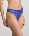 Model wears Sofia Thong in DAZZLING BLUE. On body side view