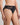 Model wears Aria High Cut Brief in BLACK. On body side view