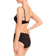 Model wears Yvette Lace Underwire Bra in BLACK. On body back view