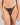Model wears Scarlet Lover Thong in BLACK. On body front view