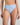 Model wears Coral High Cut Brief in SKYWAY. On body front view