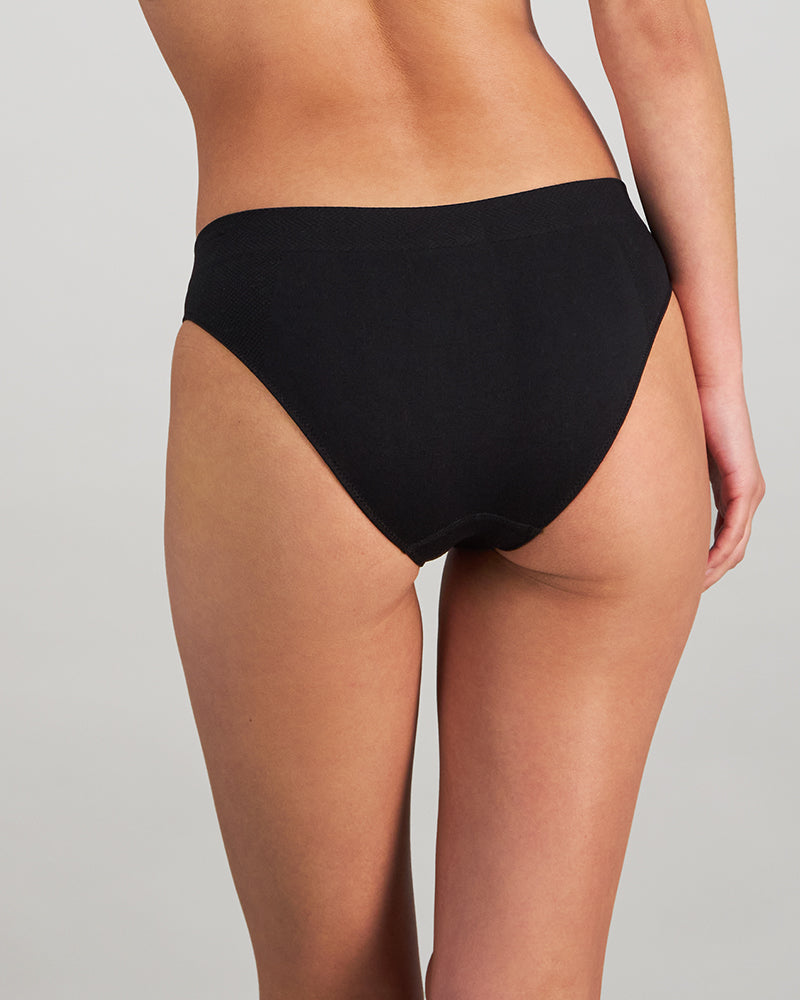 Model wears Play Bikini in BLACK. On body back view