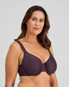 Model wears Perfect Lines Contour Bra in PLUM PERFECT. On body side view