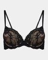 My Fit Lace Push Up Bra in BLACK. Flat lay front view