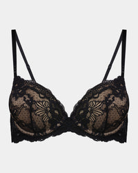 My Fit Lace Push Up Bra in BLACK. Flat lay front view