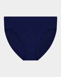 Body Cotton High Cut Brief in Medieval Blue. Flat lay front view
