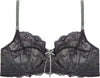 Sofia Underwire Bra in JET/PEWTER. Flat lay front view