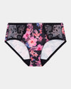 Wild Violet Full Brief in TANGLED GARDEN PRINT. Flat lay front view