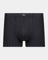 Cotton Stretch Mens Trunk in BLACK PINSTRIPE. Flat lay front view