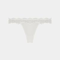 Simply Me Thong in WHITE. Flat lay front view