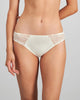 Model wears Wistful Bloom Bikini in LATTE/EGRET. On body front view