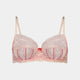 Selena Underwire Bra in SCALLOP SHELL/LIPSTICK RED. Flat lay front view