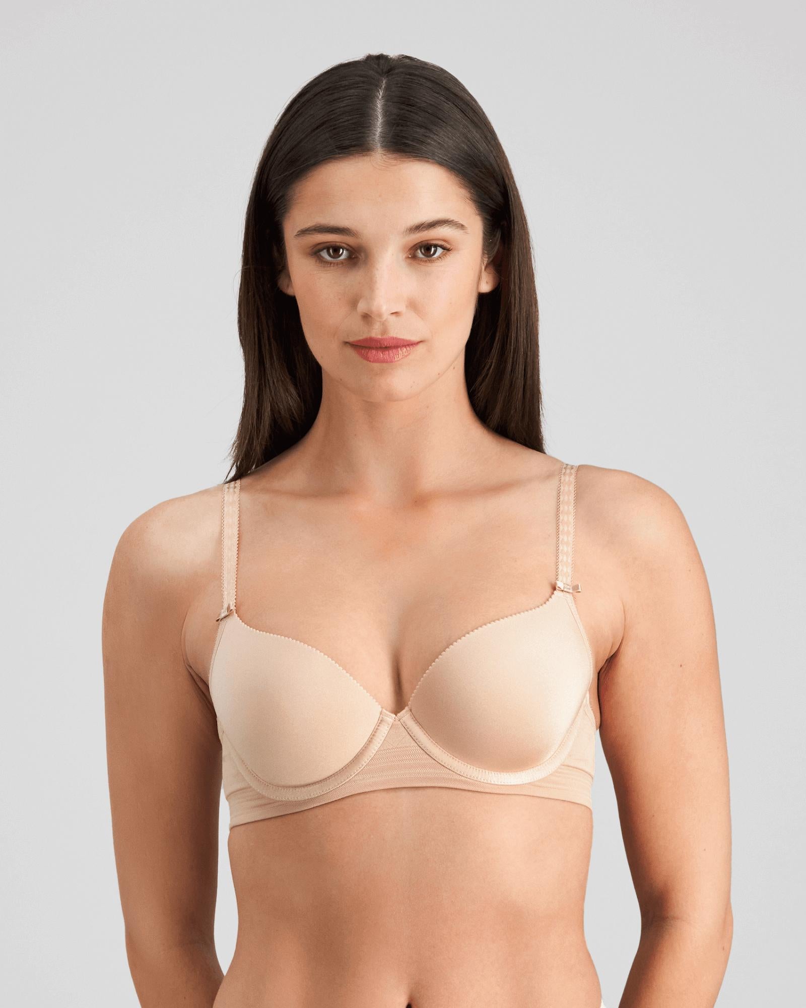 Model wears Bendon Body Contour Bra in LATTE. On body front view