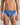 Model wears Cotton Stretch Mens Brief in SURF THE WEB STRIPE. On body front view