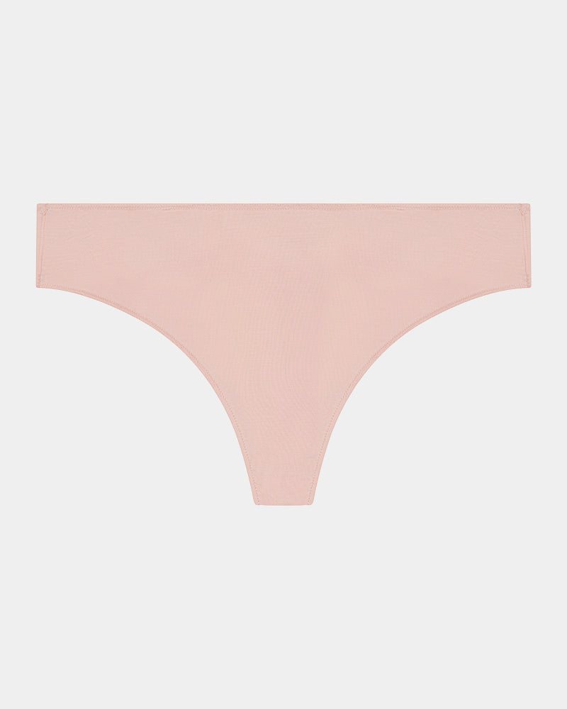 Au Naturel Thong in LATTE. Flat lay front view