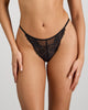 Model wears Midnight Magic Thong in BLACK. On body front view