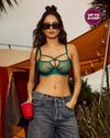 Lottie Underwire Bra in EVERGLADE. Feature shot