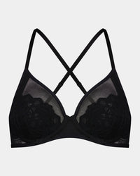 Chloe Underwire Bra in BLACK. Flat lay back view