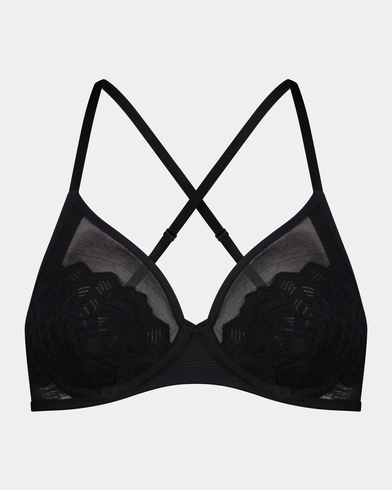 Chloe Underwire Bra in BLACK. Flat lay back view