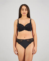 Laurel Underwire Bra in BLACK. Flat lay back view