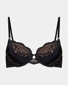 Amara Contour Balconette Bra in BLACK. Flat lay front view